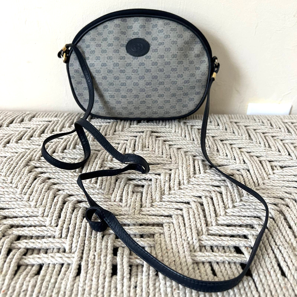 GUCCI GG Plus Navy Canvas and Leather Crossbody Bag - Picture 4 of 16